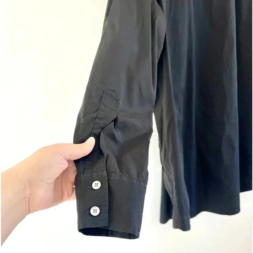 Layfayette 148 New‎ York Black Long Sleeve Roll Tab Shirtdress/Tunic Top Size 16 - Picture 7 of 12